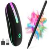 2.4G Rechargeable Wireless Mouse, 7 Color Breathing Lights Computer Mouse (Black-Transparent Nose) Bundle with Stylus Pen for iPad, Apple Pencil for iPad 2018-2023 with Palm Rejection (Black) view 1