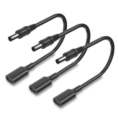 1Ft USB C Female Input to DC 5.5x2.1mm Power Charge Cable, 15W USB C to DC Adapter Cable Power Charger Converter Cord for Router, Mini Fan, LED Light, External Hard Drives, Audio Mixing, 3Pack