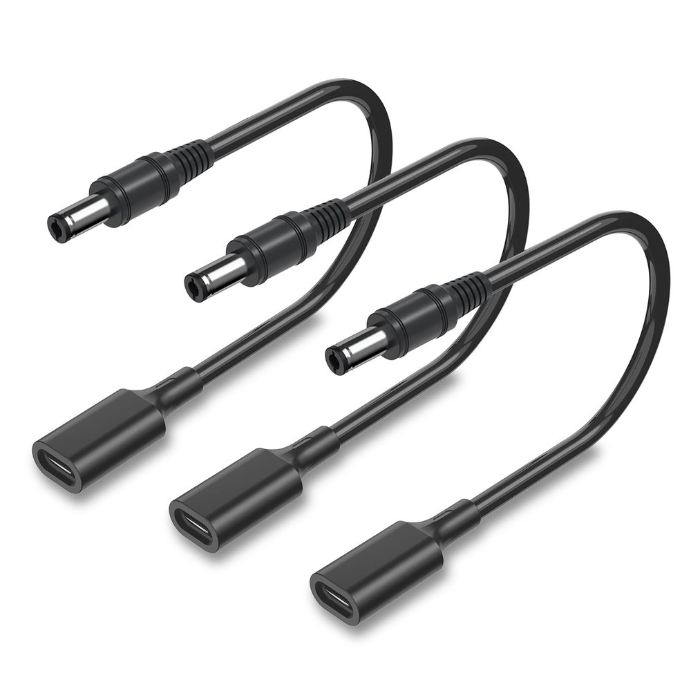 1Ft USB C Female Input to DC 5.5x2.1mm Power Charge Cable, 15W USB C to DC Adapter Cable Power Charger Converter Cord for Router, Mini Fan, LED Light, External Hard Drives, Audio Mixing, 3Pack