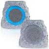 NiceBuy Solar Rock Speakers Outdoor Water-Resistant 2-Pack Solar Powered Rock Speaker with Lights RGB and TWS Pair for Patio Outside Garden BBQ Deck view 1