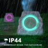 NiceBuy Solar Rock Speakers Outdoor Water-Resistant 2-Pack Solar Powered Rock Speaker with Lights RGB and TWS Pair for Patio Outside Garden BBQ Deck view 4