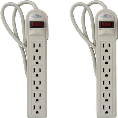 Diodesy- Surge Protector Power Strip 3Ft Extension Cord with 8 Outlets 270 Joules Multi Plug with On/Off Switch Wall Mount for Office Home Charging Station Dorm Room Essentials UL Listed Pack of 2