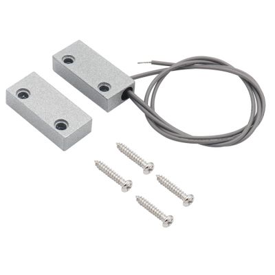 FOCMKEAS Magnetic Reed Switch Wired Surface Mount Normally Open/Closed NC/NO Contact Sensor Alarm Magnetic Door Switch with 3 Wires, Zinc Alloy Sliver, MC-51
