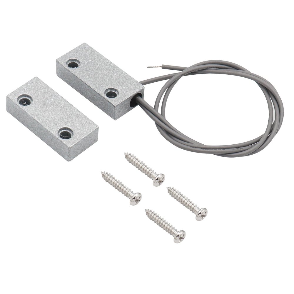 FOCMKEAS Magnetic Reed Switch Wired Surface Mount Normally Open/Closed NC/NO Contact Sensor Alarm Magnetic Door Switch with 3 Wires, Zinc Alloy Sliver, MC-51
