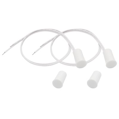 FOCMKEAS 2PCS Recessed Wired Security Window Door Contact Sensor, Normally Closed NC, Door Alarm Magnetic Reed Switch with 2 Wire, ABS White, RC-33