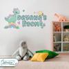 AdesiivoStudio Custom Dinosaur Wall Decal - Cute Personalized Name Sticker with Rainbow and Sun for Kids' Room Decor - Perfect for Nursery and Bedroom view 2
