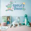 AdesiivoStudio Custom Dinosaur Wall Decal - Cute Personalized Name Sticker with Rainbow and Sun for Kids' Room Decor - Perfect for Nursery and Bedroom view 4