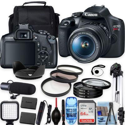 Canon EOS Rebel T7 w/EF-S 18-55mm f/3.5-5.6 is II Lens, Tripod+Shoulder Bag+50 LED+PRO Accessory Bundle (20+Items) (Renewed)
