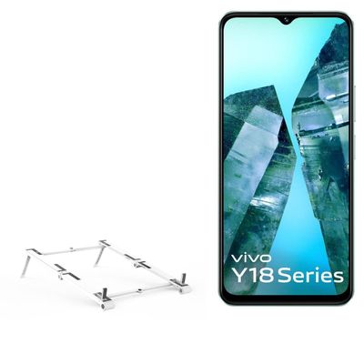 BoxWave Stand and Mount Compatible with vivo Y18 (India) - Pocket Aluminum Stand 3-in-1, Portable Multi Angle Viewing Riser - Metallic Silver