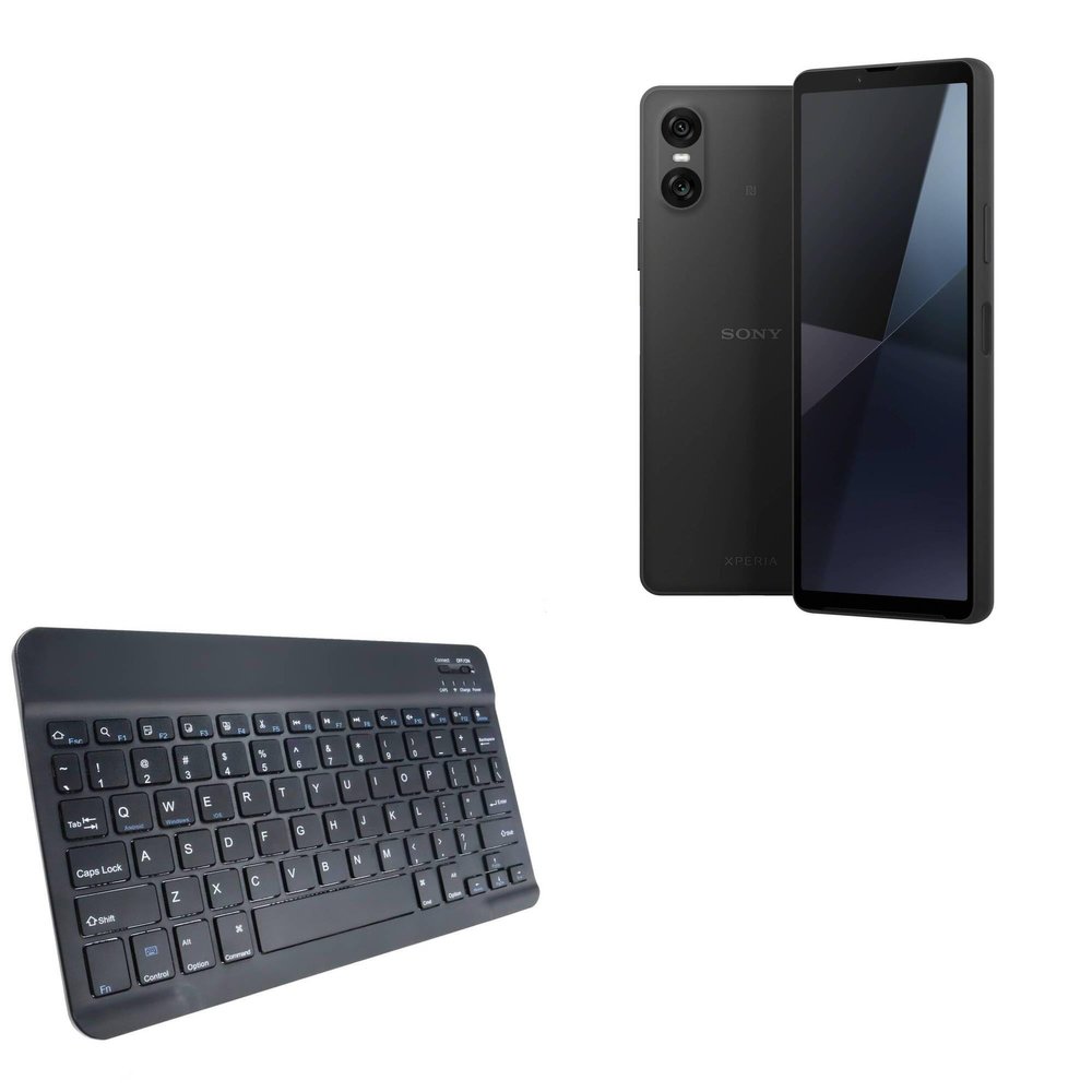 BoxWave Keyboard Compatible with Sony Xperia 10 VI - SlimKeys Bluetooth Keyboard, Portable Thin with Chiclet-Style Keys - Jet Black