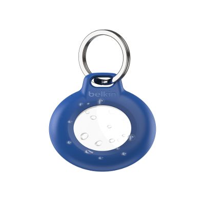 Belkin Waterproof Apple AirTag Secure Holder with Key Ring, Durable Scratch-Resistant AirTag Case, Protective AirTag Keychain Accessory for Keys, Pets, Luggage, Backpacks, and More - Blue