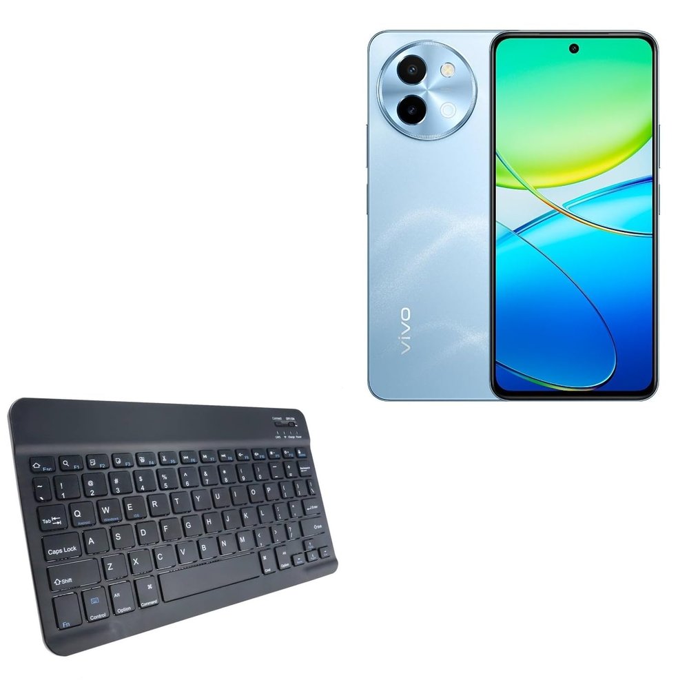 BoxWave Keyboard Compatible with vivo Y38 - SlimKeys Bluetooth Keyboard, Portable Thin with Chiclet-Style Keys - Jet Black
