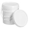 BUTIFULSIC 2pcs Portable White Plastic Bucket with Lid Sturdy Household Storage Container for Water Pet Food Paint Multipurpose Use Easy to Carry view 1