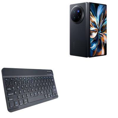 BoxWave Keyboard Compatible with vivo X Fold3 Pro - SlimKeys Bluetooth Keyboard, Portable Thin with Chiclet-Style Keys - Jet Black