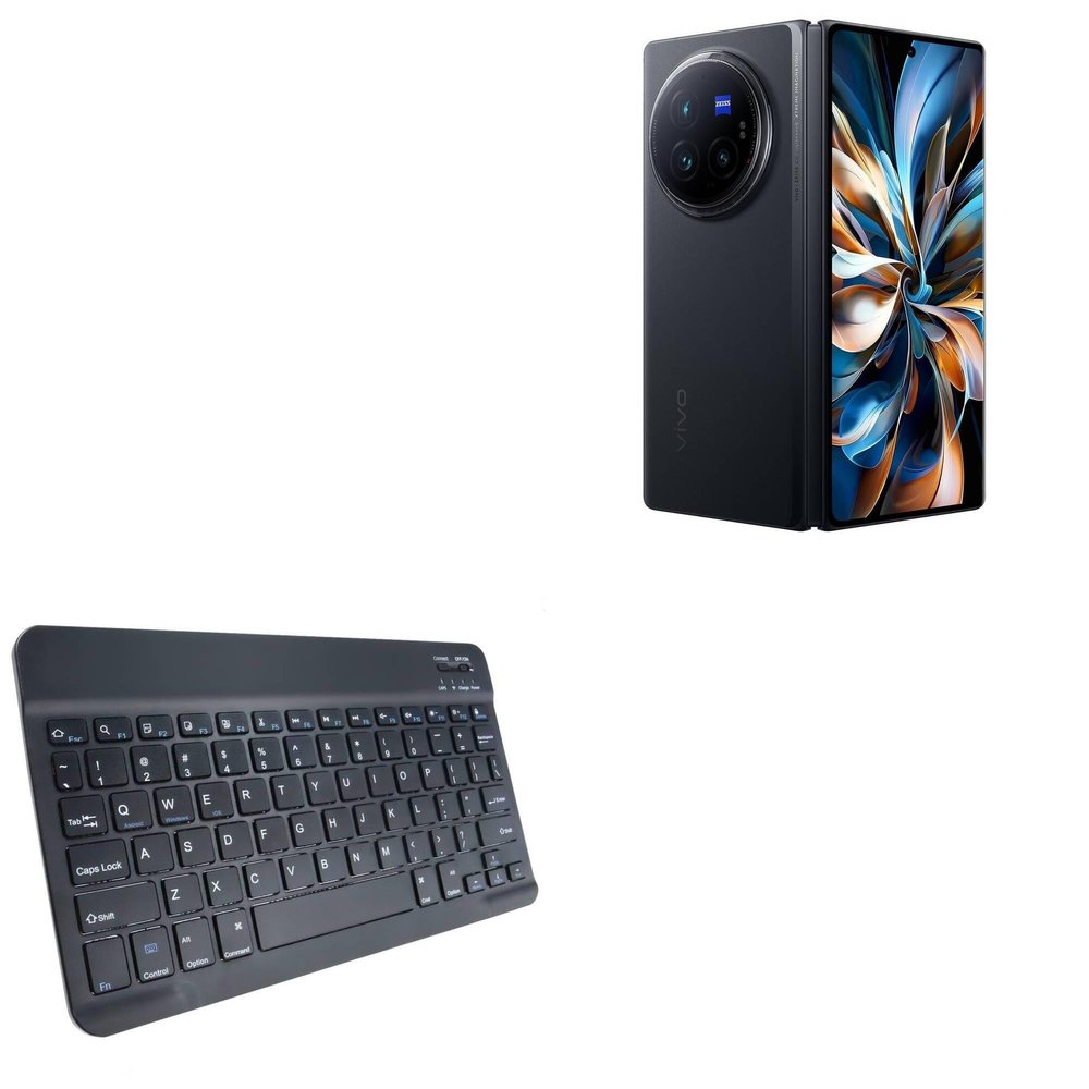 BoxWave Keyboard Compatible with vivo X Fold3 Pro - SlimKeys Bluetooth Keyboard, Portable Thin with Chiclet-Style Keys - Jet Black
