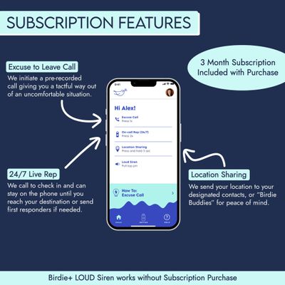 Shes Birdie - Birdie+ Smart Personal Safety Alarm for Women by WomenLoud Siren, Key Chain, 24/7 Live Rep, Emergency Alerts, Bluetooth Connection - 3 Month App Subscription Included (Coral)