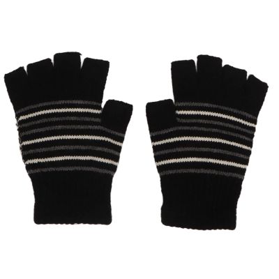 USB Heated Gloves, Winter Gloves, Safe Washable Fingerless Knitted Gloves for Work, Outdoor Learning, Striped