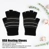 USB Heated Gloves, Winter Gloves, Safe Washable Fingerless Knitted Gloves for Work, Outdoor Learning, Striped view 2