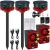 Qualirey 4 Pack Solar Outdoor Motion Sensor Alarm in 2 130db Loud Noise Maker Support Recording Adjustable Volume Strobe Light Multiple Mode with Remote Control and USB Charging Cable view 1