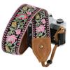 Padwa Lifestyle Embroidered Flower Camera Strap - 2" Wide Classic Vintage Crazy Horse Arts Cowhide Head Camera Straps for Photographers,Universal Neck Shoulder & Crossbody Strap Fit DSLR/SLR Camera view 1