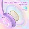 iClever BTH22 Kids Bluetooth Headphones, 60H Play Time, 74/85 dBA Safe Volume, Bluetooth 5.4, USB C, Over Ear Kids Headphones Wireless with Mic AUX Cord for iPad/Tablet/Travel/School, Purple/Green view 4