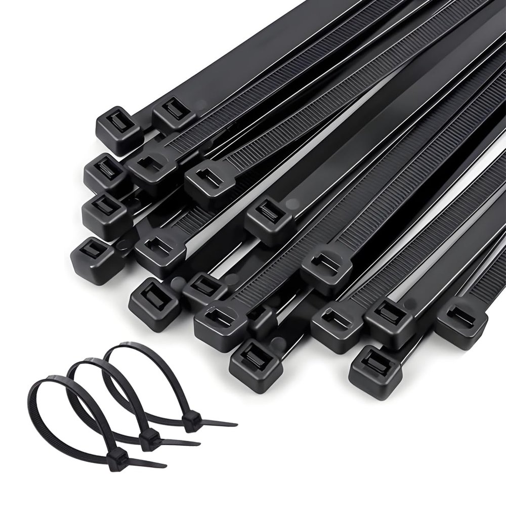 50 Pack 0.3 x 10 inch Black Cable Ties, Heavy Duty Zip Ties with 110 lbs Strength, Self-Locking Nylon Wire Ties, UV and Temperature Resistant for Machinery, Vehicles, Cables, Pipes, Fence by Aroono