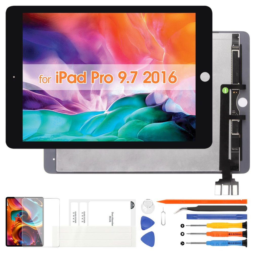 Screen Replacement for iPad Pro 9.7 2016 Display LCD A1673 A1674 A1675 Screen Glass Touch Digitizer Assembly with Repair Kit(Black)