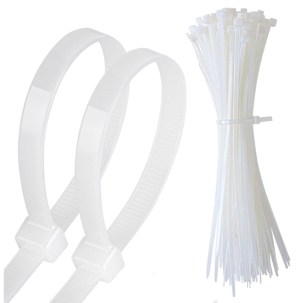 1000 Pack 8 inch Cable Zip Ties Heavy Duty-0.3 in width, Wire Ties with 110 lbs Strength, Self-Locking Nylon Tie Wraps, UV and Temperature Resistant, for Indoor Outdoor by Aroono(White)