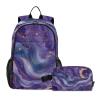 ALAZA Moon Stars Purple Galaxy Backpack and Lunch Bag Set School Bag Bookbag Casual Daypacks for Kids Girls Boys Teens view 1
