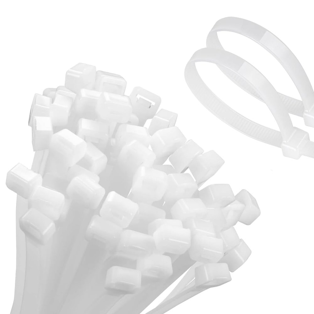 White Cable Zip Ties Heavy Duty 18 inch-50pcs, 0.3" width Wire Ties with 110 lbs Strength, Self-Locking Nylon Tie Wraps, UV-Resistant for Machinery, Vehicles, Cables, Pipes, Fence by Aroono