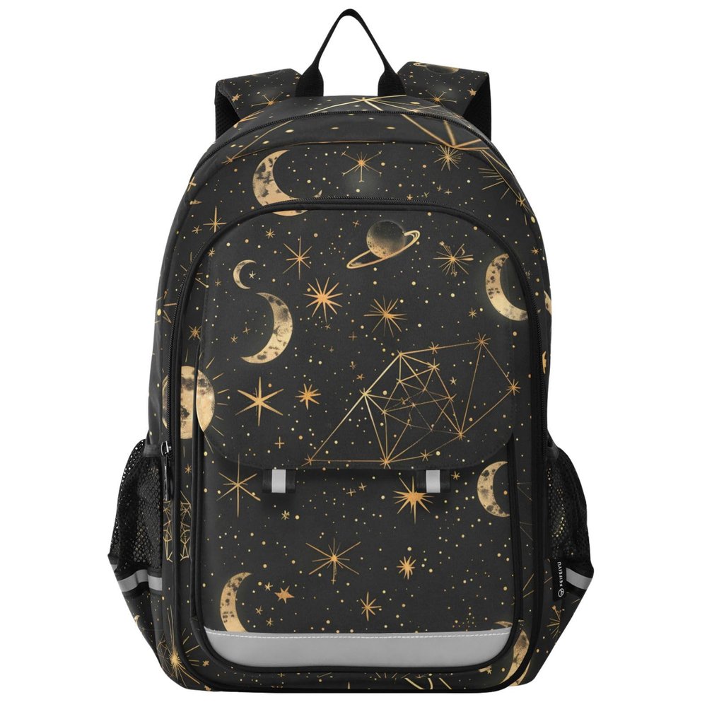 ALAZA Star Moons and Constellations Black Gold School Backpacks Travel Laptop Bag Kids Bookbag for Girls Boys Teens Women Men