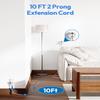 2 Prong Power Strip, NTONPOWER 10 FT Extension Cord, 2 Prong to 3 Prong Outlet Adapter, 180Non-Polarized, 3 Outlets 4 USB (2 USB C), Wall Mount for Old House Non-Grounded Outlets,White view 2