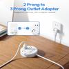 2 Prong Power Strip, NTONPOWER 10 FT Extension Cord, 2 Prong to 3 Prong Outlet Adapter, 180Non-Polarized, 3 Outlets 4 USB (2 USB C), Wall Mount for Old House Non-Grounded Outlets,White view 3