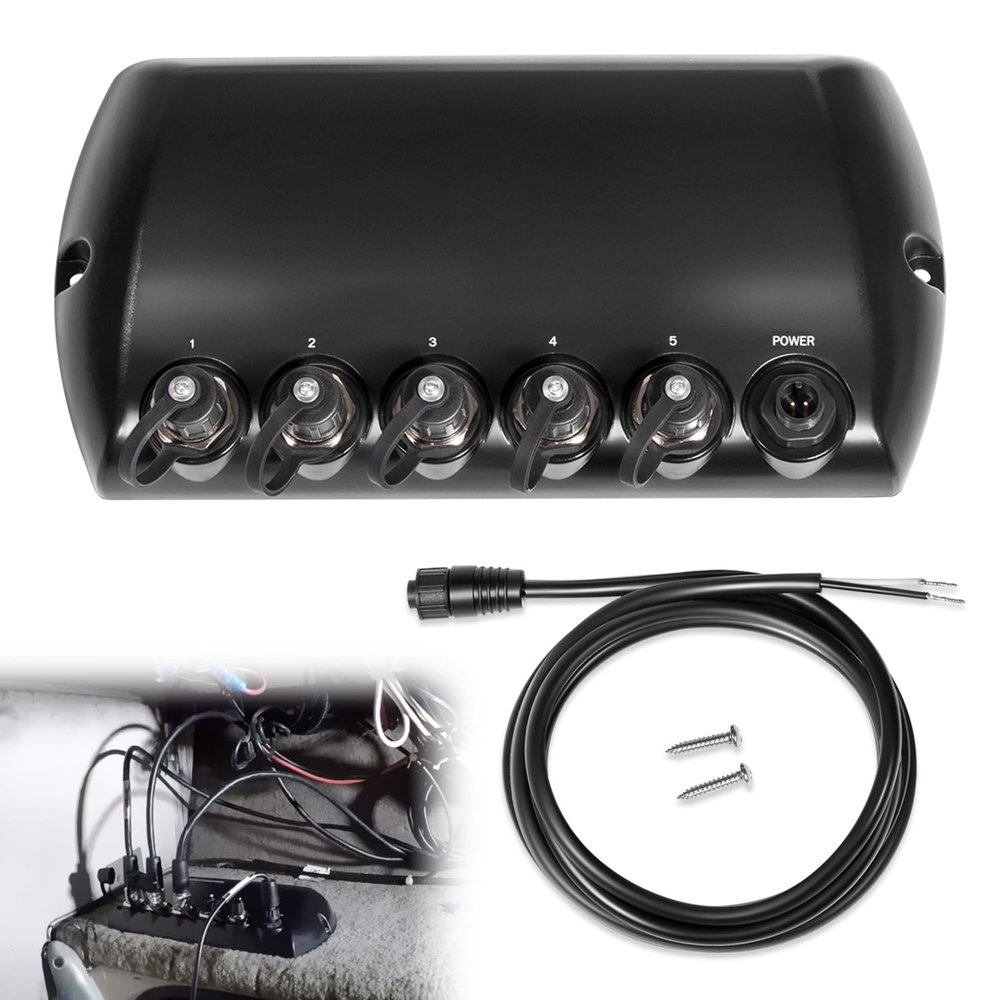408450-1 5 Port Ethernet Switch, Replace for Humminbird AS ETH 5PXG Marine Network Switch, Fit for Helix 15/12/10/9/8/7, for APEX, SOLIX, Onix, ION, for Helix G4N, G3N, Black