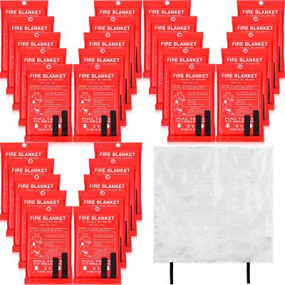 Jerify 36 Pcs Fire Blanket - Fiberglass Fire Emergency Flame Retardant Safety Fireproof Safety Suppression Cover Blanket for Kitchen, Home, Car and Office - 39 x 39 Inch (Red)