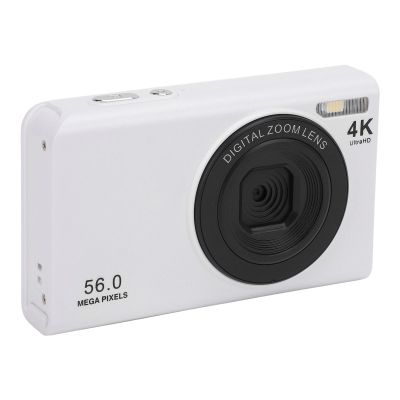 Yunir Digital Camera 4K,56MP Autofocus Compact Digital Camera,16x Digital Zoom Prevent Shaking Vlogging Camera with Fill Light (White)