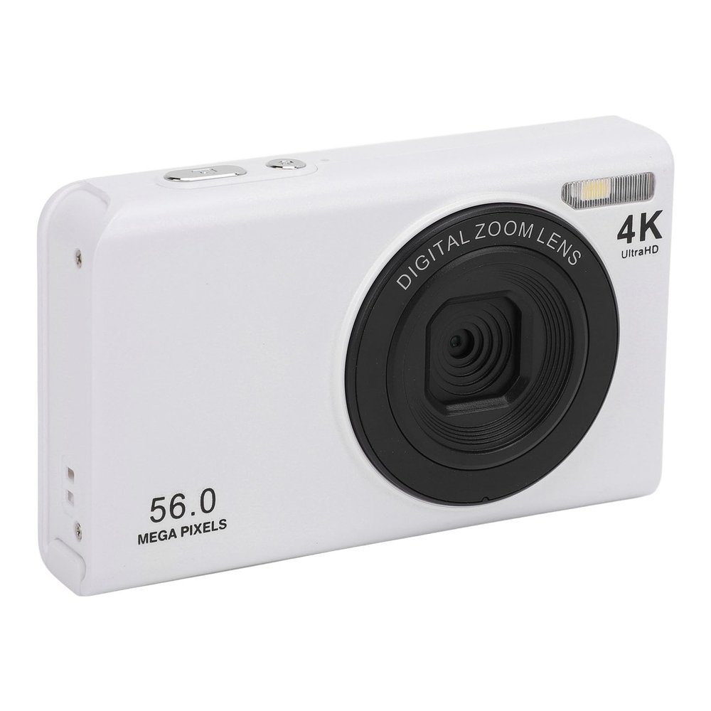 Yunir Digital Camera 4K,56MP Autofocus Compact Digital Camera,16x Digital Zoom Prevent Shaking Vlogging Camera with Fill Light (White)