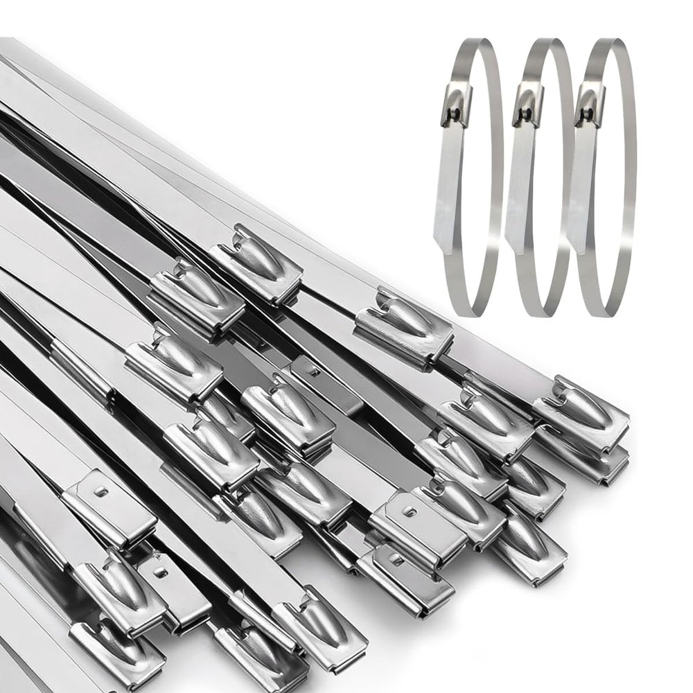 Aroono Heavy Duty Metal Zip Ties-50PCS, 12 inch, Silver-Max Weight 337lbs-Outdoor Use-304 Stainless Steel-for Home Improvement, Machinery, Vehicles, Farms, Cables, Fence