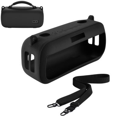 JOYSOG Soundlink Max Case, Silicone Case Cover for Bose SoundLink Max Portable Bluetooth Speaker Protective Carrying Case Bag with Shoulder Strap (Black 2)