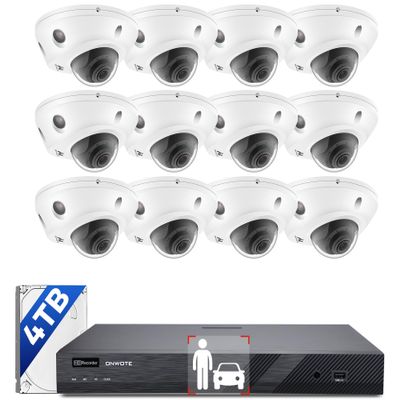 ONWOTE Face Recognition & AcuSearch, 12MP NVR 16 Channel Security Camera System, 2 Way Audio, 12x 4K 8MP Vandal Proof PoE IP Cameras, Total 960ft Cables, 16CH Commercial NVR 4TB, CCTV for Businesses