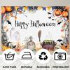 10x6ft Fabric Happy Halloween Backdrop Banner for Kids, Cartoon Pumpkin Ghost Tombstone Bat Background Magic Pot Witch Kids Family Party Birthday Banner Decor Halloween Hanging Backdrop view 3