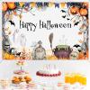 10x6ft Fabric Happy Halloween Backdrop Banner for Kids, Cartoon Pumpkin Ghost Tombstone Bat Background Magic Pot Witch Kids Family Party Birthday Banner Decor Halloween Hanging Backdrop view 4