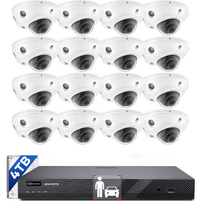 ONWOTE 12MP NVR 16 Channel Security Camera System, Face Recognition & AcuSearch, 2 Way Audio, 16x 4K 8MP Vandal Proof PoE IP Cameras, Total 1280ft Cables, 16CH Commercial NVR 4TB, CCTV for Business