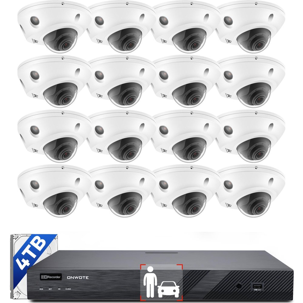 ONWOTE 12MP NVR 16 Channel Security Camera System, Face Recognition & AcuSearch, 2 Way Audio, 16x 4K 8MP Vandal Proof PoE IP Cameras, Total 1280ft Cables, 16CH Commercial NVR 4TB, CCTV for Business