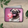 Neoprene Sleeve Case Bag for MacBook/Tablet/Laptop/Notebook Computer 10-17" inches Cute Funny Dog Animal Pug Puppy Licking a Candy Lollipop Cute Carrying Cover view 3