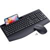 Ergonomic Wireless Keyboard and Mouse Combination, LIZRROT 2.4GHz Quiet Full Length Mouse and Keyboard, Wrist Stand, Phone Holder, Compatible with Windows, PC, Laptops view 1