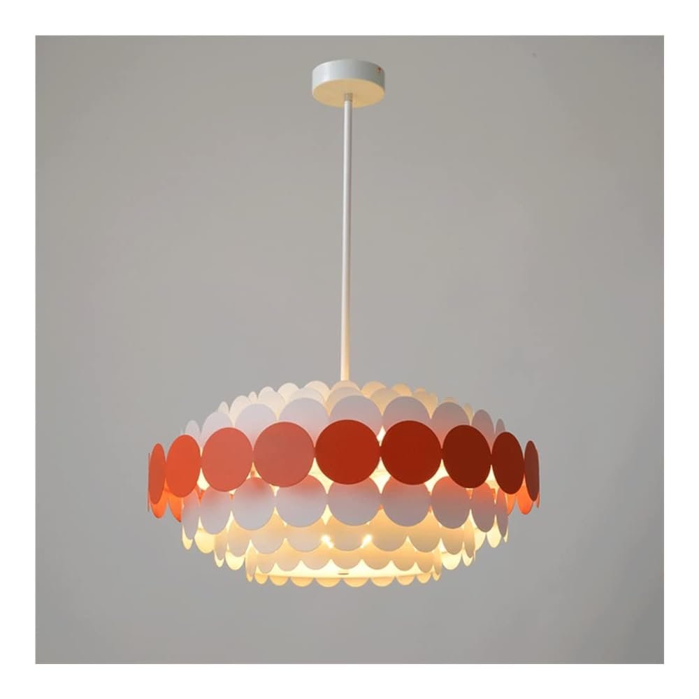 DXYC Modern Scandinavian Children's Room Chandelier with Round Petal Design, Minimalist Ceiling Pendant Light for Living Room Bedroom(Red)