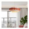 DXYC Modern Scandinavian Children's Room Chandelier with Round Petal Design, Minimalist Ceiling Pendant Light for Living Room Bedroom(Red) view 4
