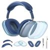 5 in 1 for AirPod Max Case, HYZYey Clear TPU Protective Ear Pad Covers/Ear Cups Cover/Headband Cover/Headband Pad, Cleaning Kit Accessories Compatible for Apple AirPods Max Headphones (Blue) view 1