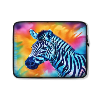 12 12 13 15 17" inch Tablet/Laptop/Notebook Computer Sleeve Case Bag Classic Tie Dye Zebra Animal Watercolor Print Design Blue Pink Purple Tye Dyed Zebras Cover